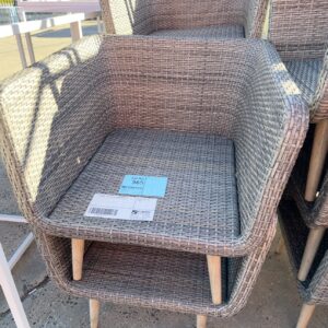EX HIRE -GREY RATTAN CHAIR SOLD AS IS