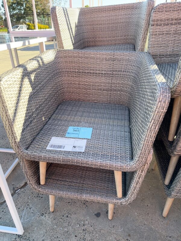 EX HIRE -GREY RATTAN CHAIR SOLD AS IS