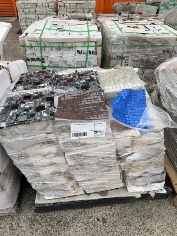 PALLET OF MIXED GLASS MOSAIC TILES