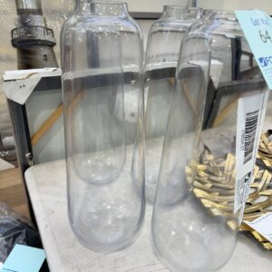 EX STAGING, TALL GLASS VASE, SOLD AS IS