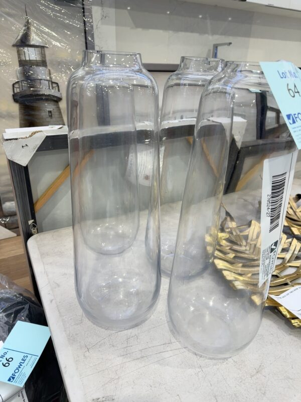 EX STAGING, TALL GLASS VASE, SOLD AS IS