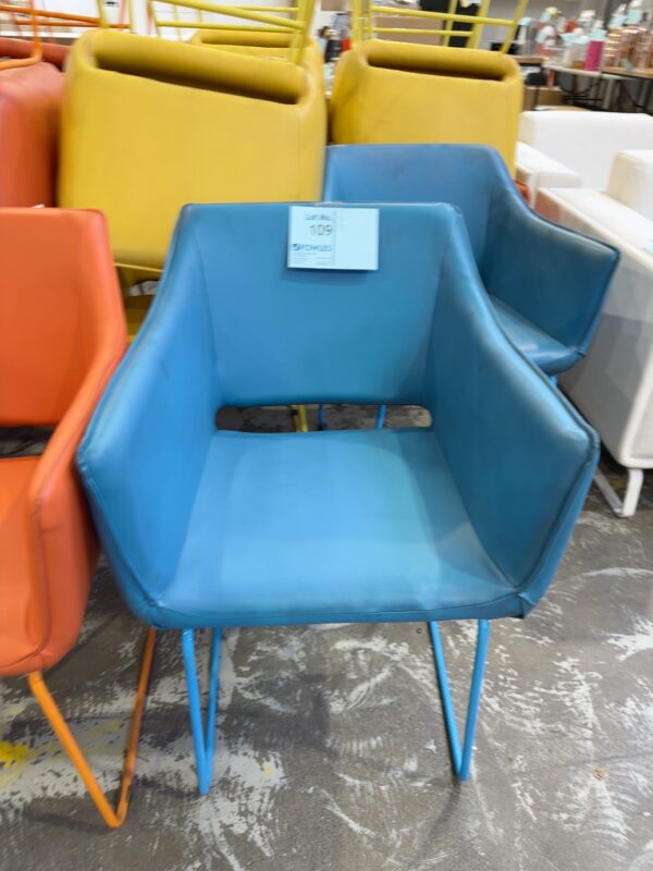 EX HIRE - BLUE PU CHAIR, SOLD AS IS