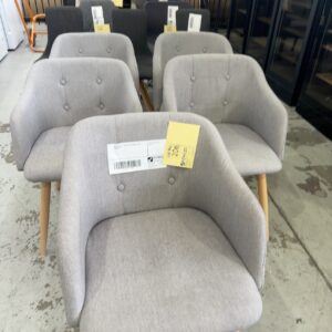 EX STAGING - LIGHT GREY DINING CHAIR, SOLD AS IS