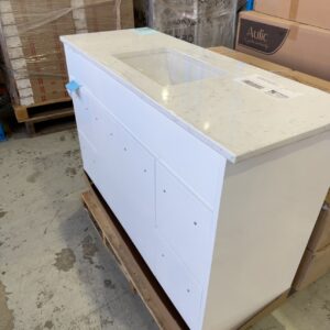 NEW ROCKY GLOSS WHITE 1200MM FLOOR VANITY WITH CATO STONE TOP WITH UNDERMOUNT BOWL,  CA1200 & ST26-1200