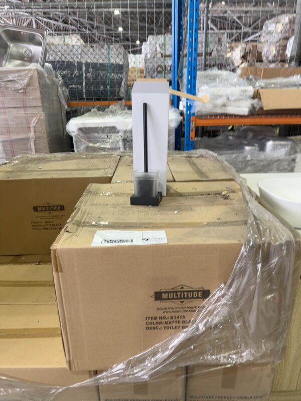 PALLET OF BLACK TOILET BRUSH HOLDERS SOLD AS IS