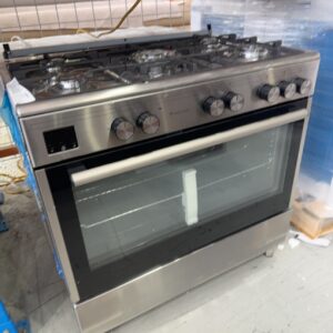 NEW ARTUSI AFG913X 900MM DUAL FUEL FREESTANDING OVEN, 9 FUNCTIONS, TRIPLE GLAZED DOOR, 5 BURNER COOKTOP WITH CENTRAL WOK, WITH 12 MONTH WARRANTY
