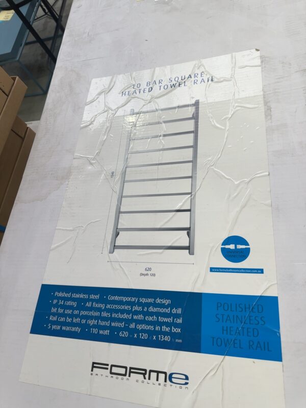 FORME COMMERCIAL 10 BAR HEATED MULTI TOWEL RAIL HTR-TS1001M