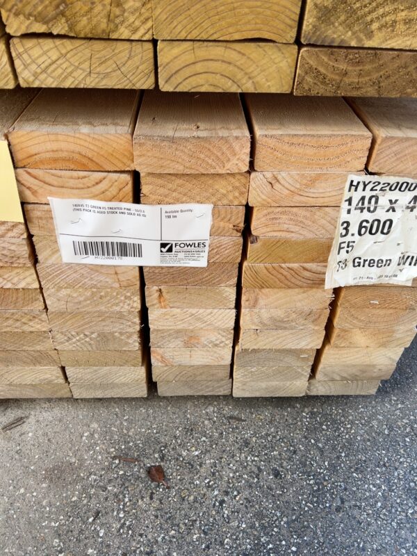 140X45 T3 GREEN F5 TREATED PINE-55/3.6 (THIS PACK IS AGED STOCK AND SOLD AS IS)