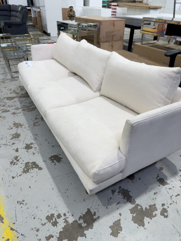 EX HIRE - LARGE CREAM OVERSIZE 3 SEATER COUCH, SOLD AS IS