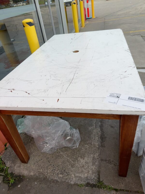 TIMBER TABLE SOLD AS IS, NO WARRANTY