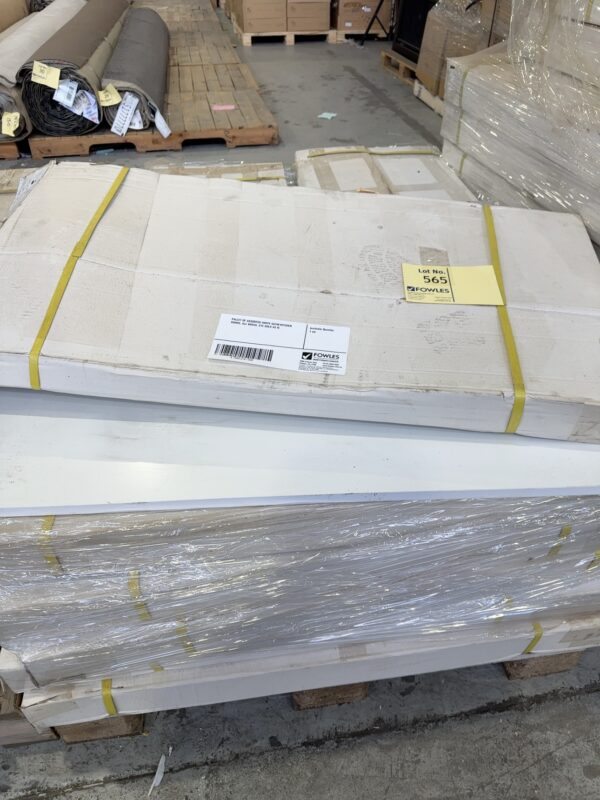 PALLET OF ASSORTED WHITE SATIN KITCHEN DOORS, ALL BOXED, ETC SOLD AS IS