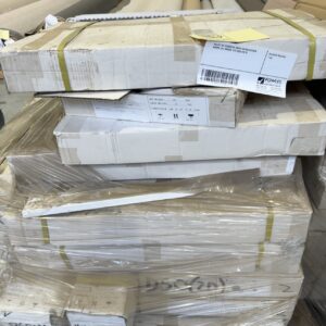 PALLET OF ASSORTED WHITE SATIN KITCHEN DOORS, ALL BOXED, ETC SOLD AS IS