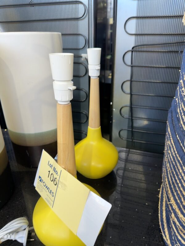 EX STAGING FURNITURE - LOT OF 2 QTY YELLOW LAMP BASES, SOLD AS IS