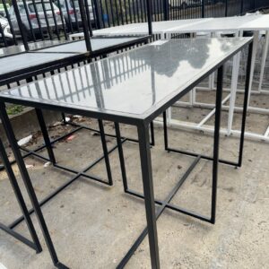 EX HIRE BLACK BAR TABLE, SOLD AS IS