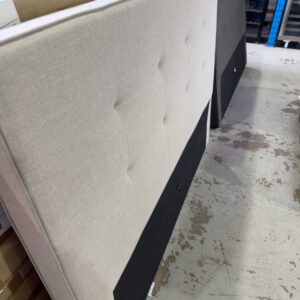 NEW FLORENCE DOVE GREY KING SIZE HEADBOARD, SOLD AS IS