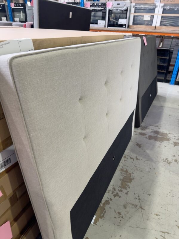 NEW FLORENCE DOVE GREY KING SIZE HEADBOARD, SOLD AS IS