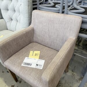 EX STAGING FURNITURE - BEIGE ARMCHAIR, SOLD AS IS