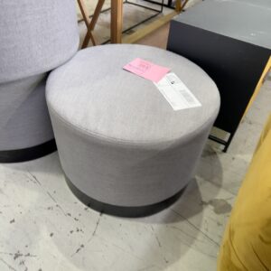 EX STAGING - GREY & BLACK TRIM OTTOMAN, SOLD AS IS