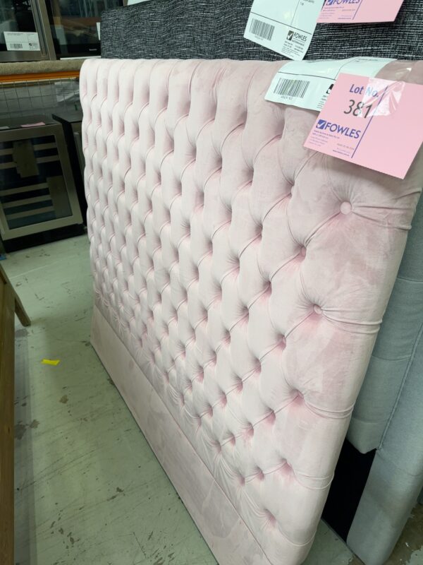 EX STAGING - PINK UPHOLSTERED BEDHEAD, SOLD AS IS