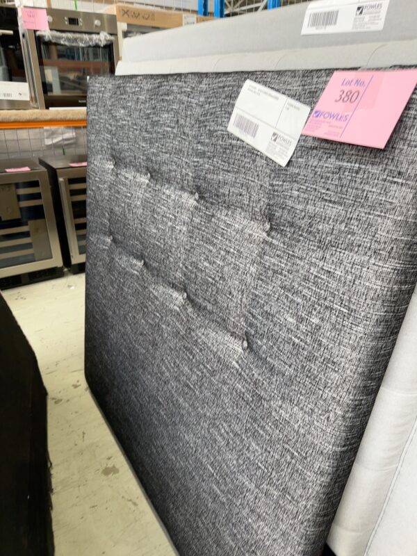 EX STAGING - BLACK & WHITE UPHOLSTERED BEDHEAD, SOLD AS IS