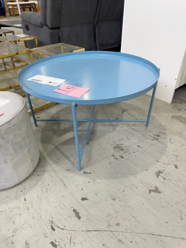 EX STAGING - BLUE COFFEE TABLE, SOLD AS IS