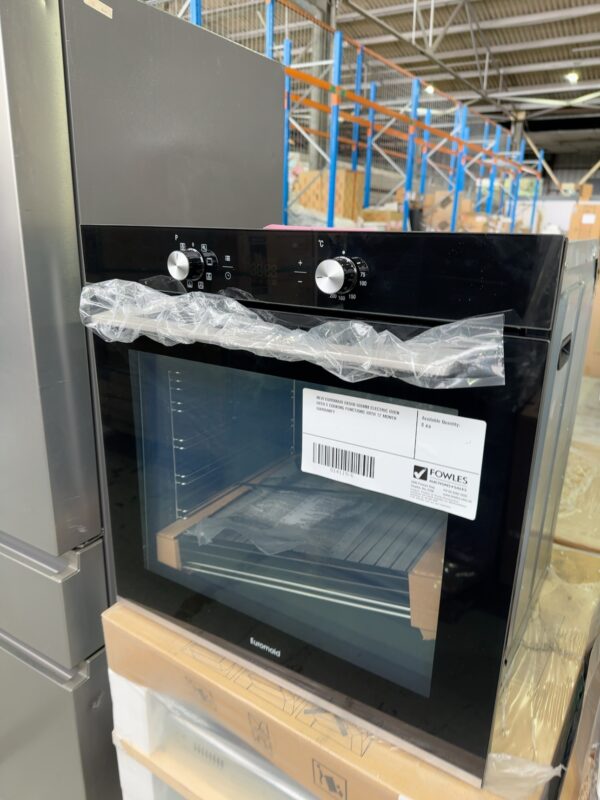 EUROMAID EKD8B 600MM ELECTRIC OVEN WITH 8 FUNCTIONS, BLACK GLASS FINISH, TRIPLE GLAZED DOOR, WITH 12 MONTH WARRANTY