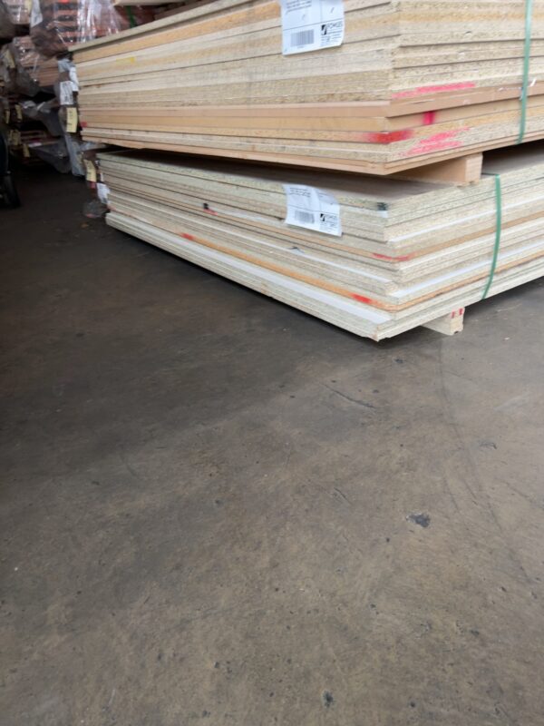 3600X1800 HMR PARTICLEBOARD SHEETS-(MOST SHEETS HAVE LAMINATE FINISH ON THEM IN VARIOUS COLOURS)