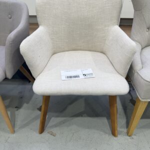 EX STAGING CREAM CHAIR, SOLD AS IS
