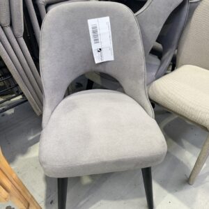 EX STAGING GREY VELVET DINING CHAIR, SOLD AS IS