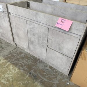 NEW LOLA 1200MM FLOOR VANITY, CONCRETE LOOK CABINET, FINGER PULL WITH RIGHT HAND DRAWER, NO TOPS CA11-1200R