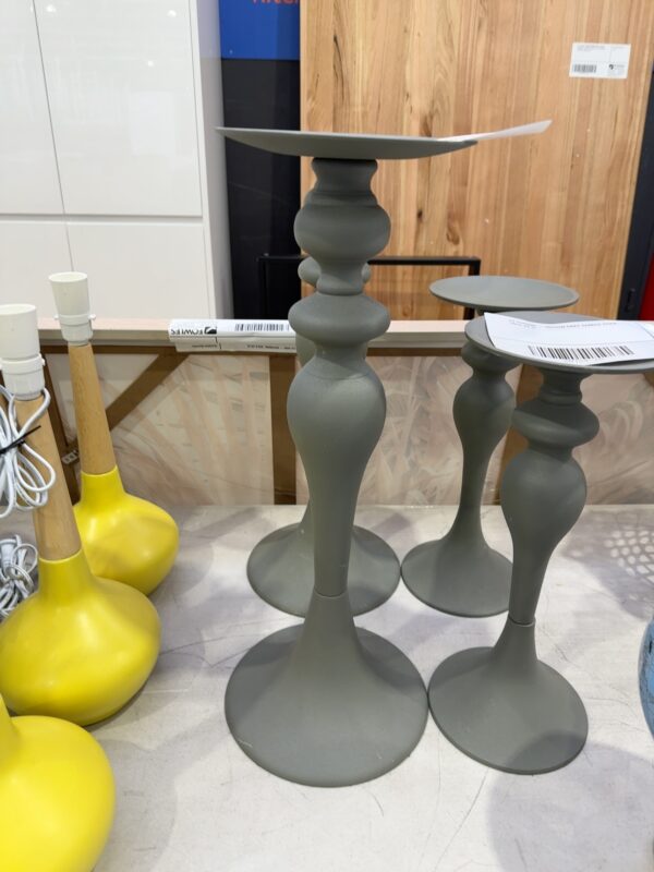 EX STAGING - LARGE GREY CANDLE STICK, SOLD AS IS