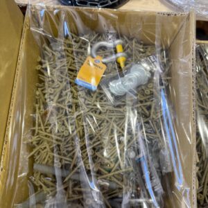 BOX OF ASSORTED HARDWARE STORE GOODS, SOLD AS IS