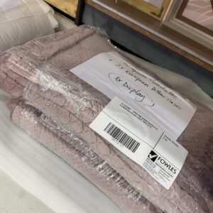 EX STAGING - DUSK PINK QUEEN COVERLETTE & EUROPEAN PILLOW CASES, SOLD AS IS