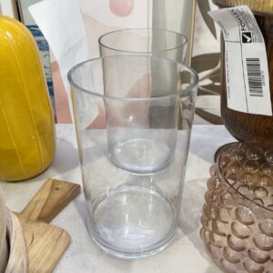 EX STAGING - LOT OF 2 X GLASS VASES, SOLD AS IS