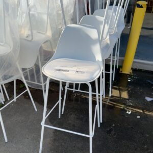 EX HIRE WHITE BARSTOOL WITH PADDED SEAT, SOLD AS IS