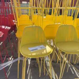 EX HIRE YELLOW BARSTOOL WITH PADDED SEAT, SOLD AS IS