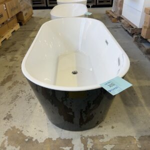 EX DISPLAY BLACK & WHITE FREESTANDING BATH, 1700MM, SOLD AS IS