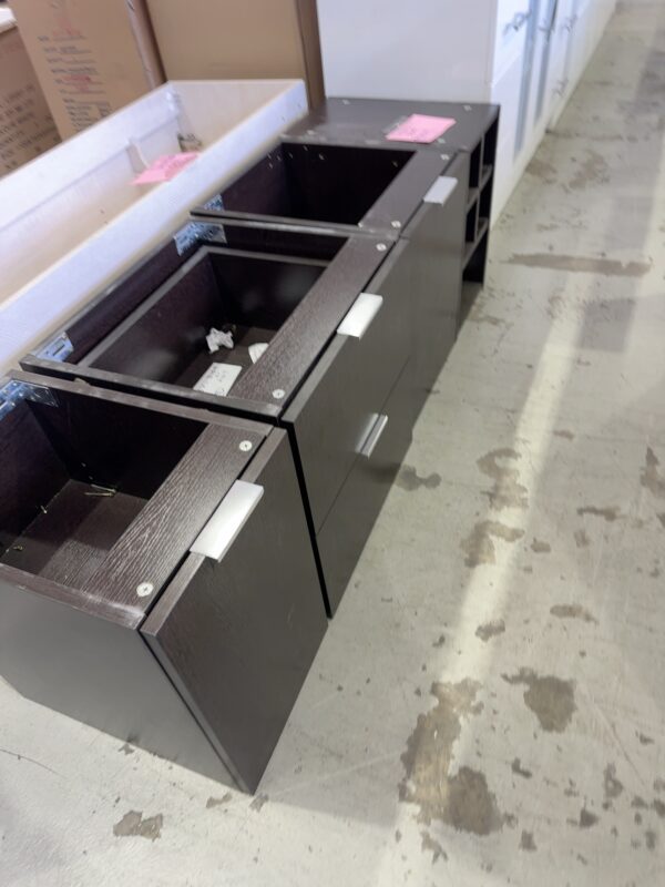 NEW BV315 - 1500MM DARK TIMBER WALL HUNG VANITY FULLY ADJUSTABLE CABINETS ** 1 CABINET EACH OF ABCD - NO TOPS**