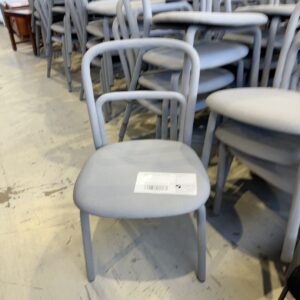 EX HIRE - GREY MATERIAL DINING CHAIR, SOLD AS IS