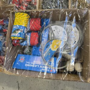 BOX OF ASSORTED HARDWARE STORE GOODS, SOLD AS IS
