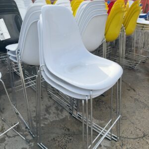 EX HIRE BAR STOOL, WHITE BAR STOOL, SOLD AS IS