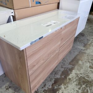 EX DISPLAY MARCELLA 1200MM WALL HUNG VANITY WITH SNOW FLAT STONE TOP CAWH30-1200-ST46FT