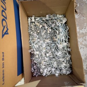 BOX OF HARDWARE STORE STOCK - SCREWS, BOLTS ETC SOLD AS IS