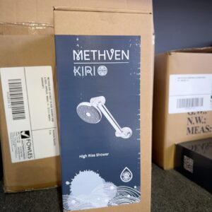 METHVEN KIRI SATINJET HI RISE SHOWER ARM & ROSE, RRP$345, MODEL 13-7015 12 MONTH WARRANTY