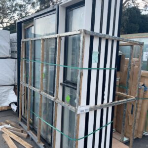 STILLAGE OF ASST'D DOUBLE GLAZED ALUMINIUM WINDOWS & DOORS- (STILLAGE NOT INCLUDED)