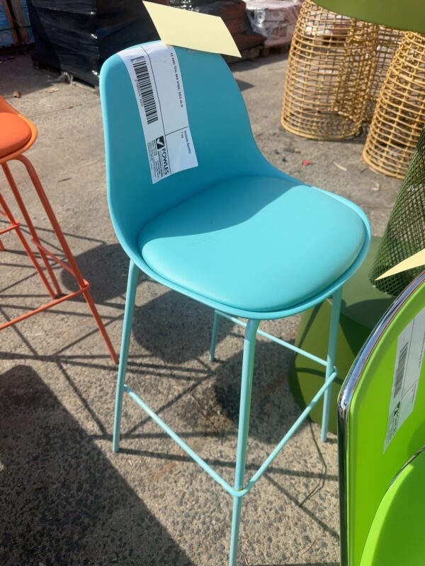 EX HIRE TEAL BAR STOOL, SOLD AS IS