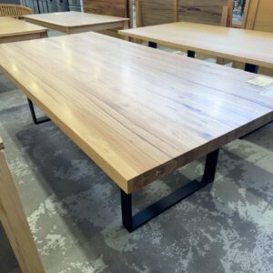 EX DISPLAY PANAMA MESSMATE 2500MM DINING TABLE WITH U SHAPE BLACK LEGS RRP$1999