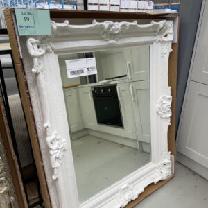 NEW ORNATE WHITE FRAMED MIRROR 663W 96CM X 125CM RRP$899