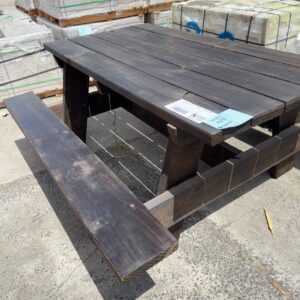 NEW PINE OUTDOOR PICNIC TABLE, STAINED JAPAN BLACK