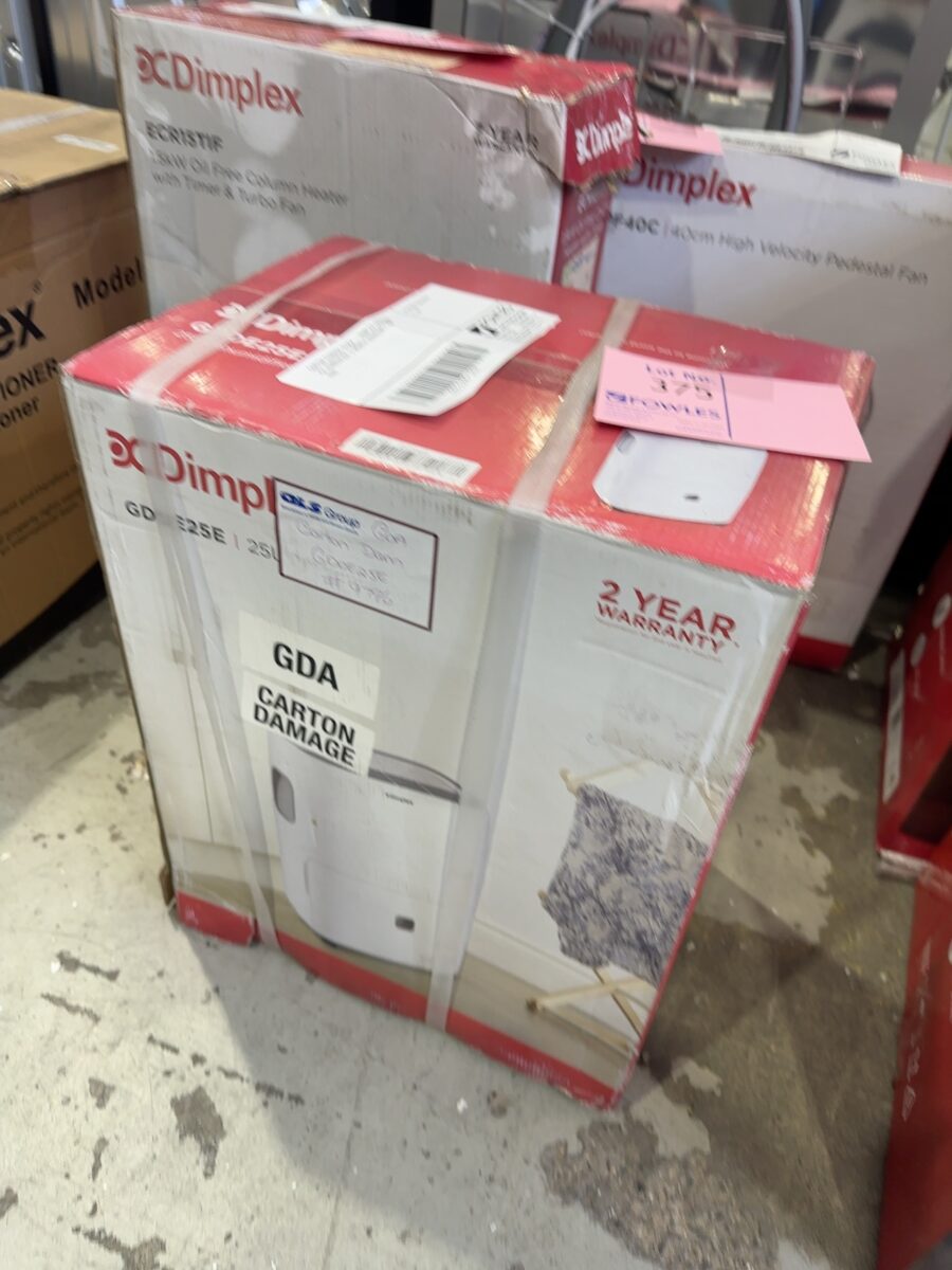 CARTON DAMAGE STOCK - DIMPLEX GDDE25E 25L HUMIDIFIER, 3 MONTH WARRANTY RRP$399